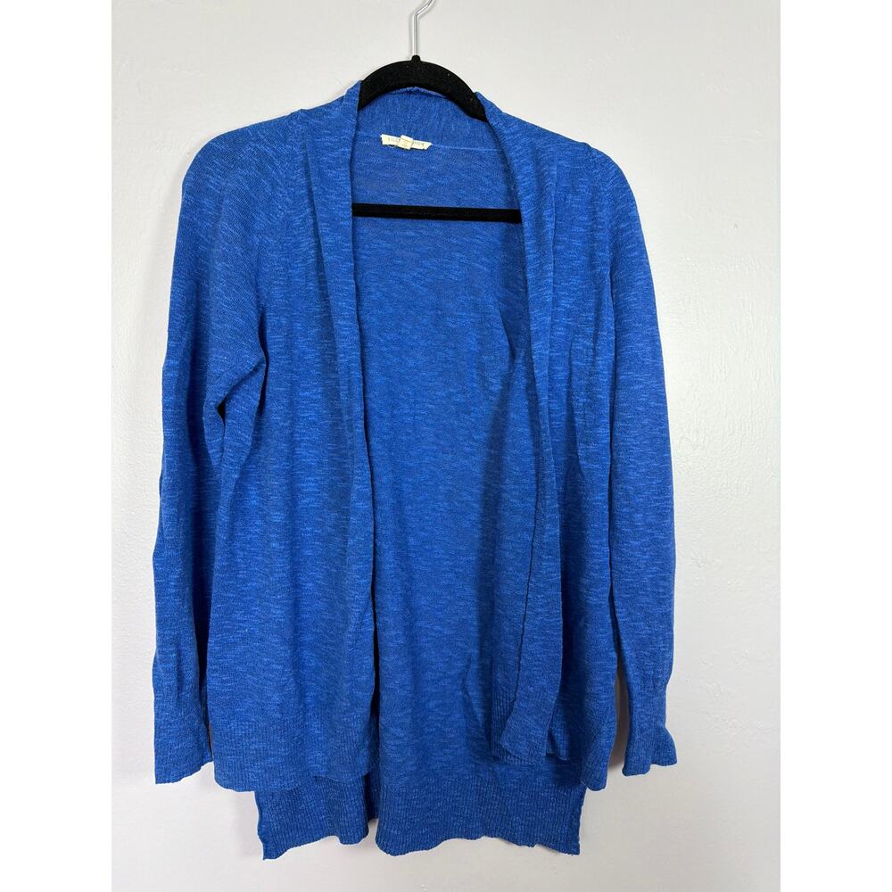 Eileen Fisher Cardigan Womens Small Blue Linen Blend Open Front High Low Hem